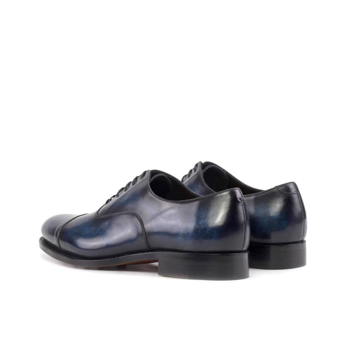 Richelieu bout droit en cuir patiné bleu - Chaussures