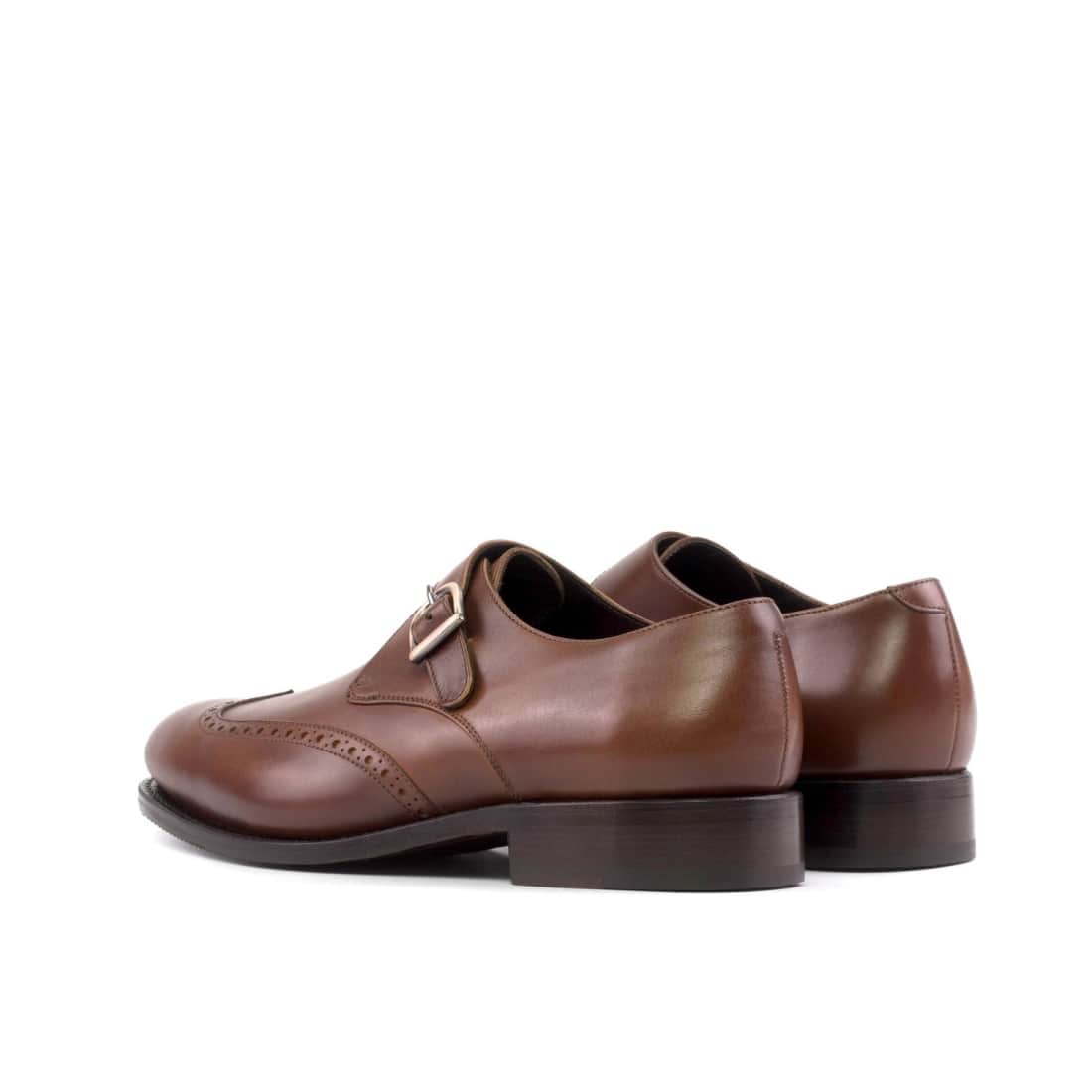 Chaussure à boucle bout fleuri en cuir marron moyen