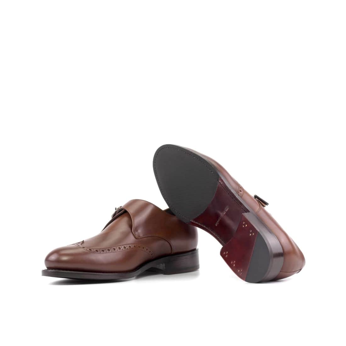 Chaussure à boucle bout fleuri en cuir marron moyen