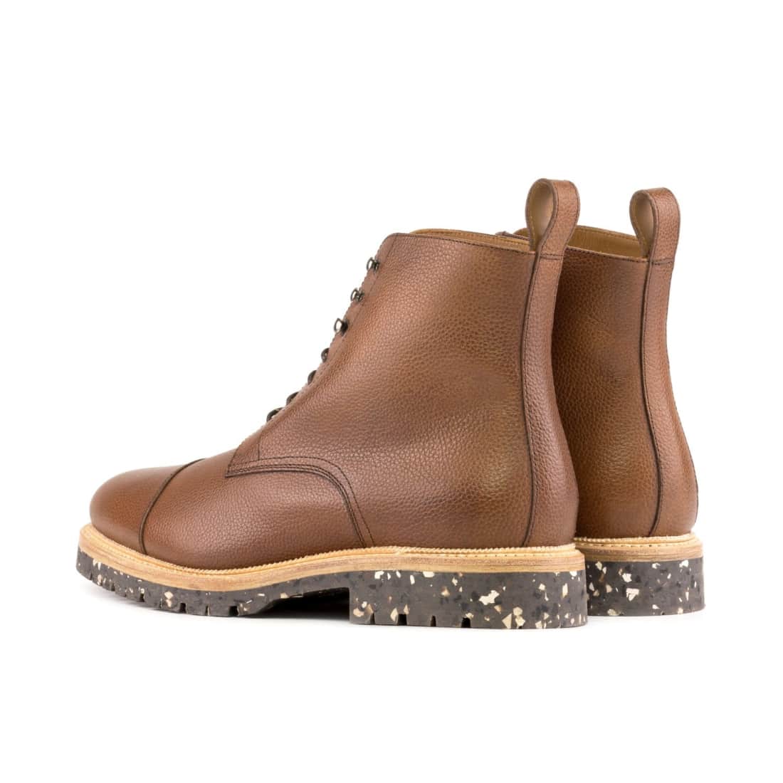 Bottines Bout Droit en cuir marron clair - Semelles Commando Recyclées Vibram® – vue 3