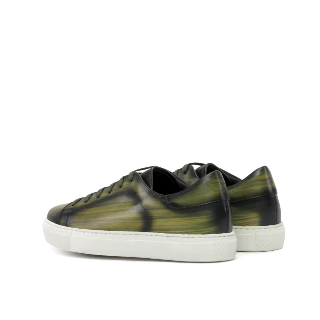 Sneakers Jersey en cuir patiné vert - Semelles Blanches – vue 3