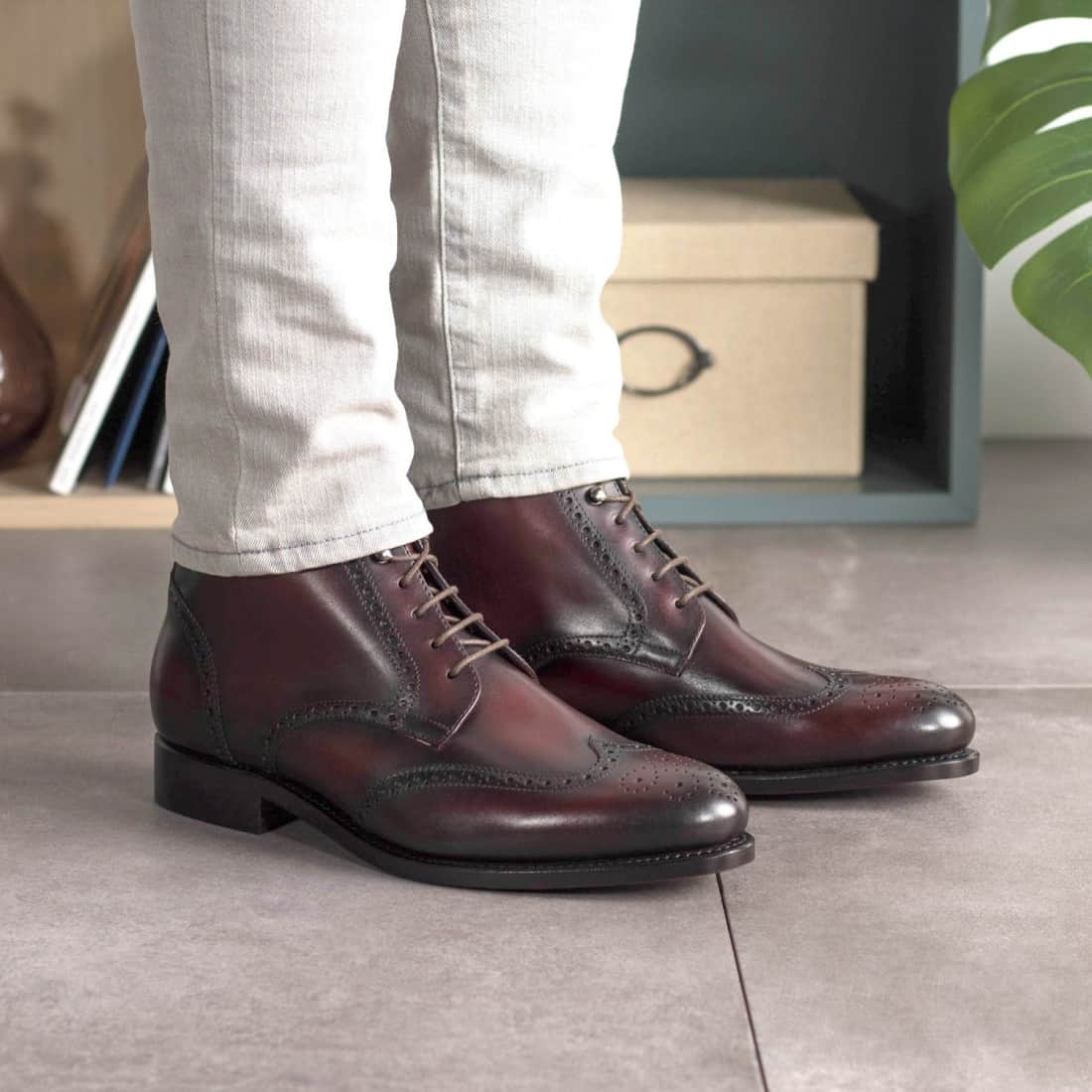 Bottines Derbies Brogue en cuir bordeaux – vue 4