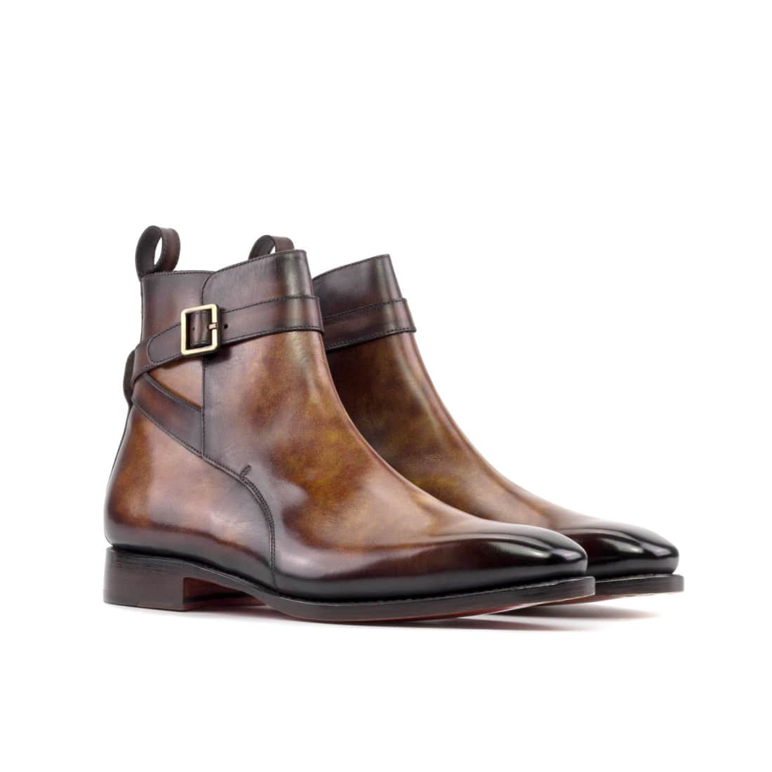 Bottines Jodhpur en cuir patiné marron