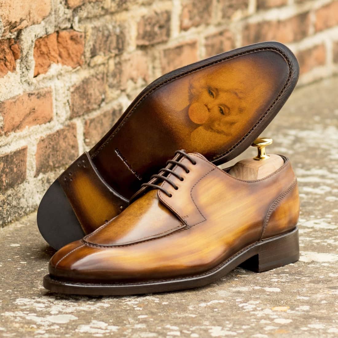 Derbie Chasse en cuir patiné cognac – vue 4