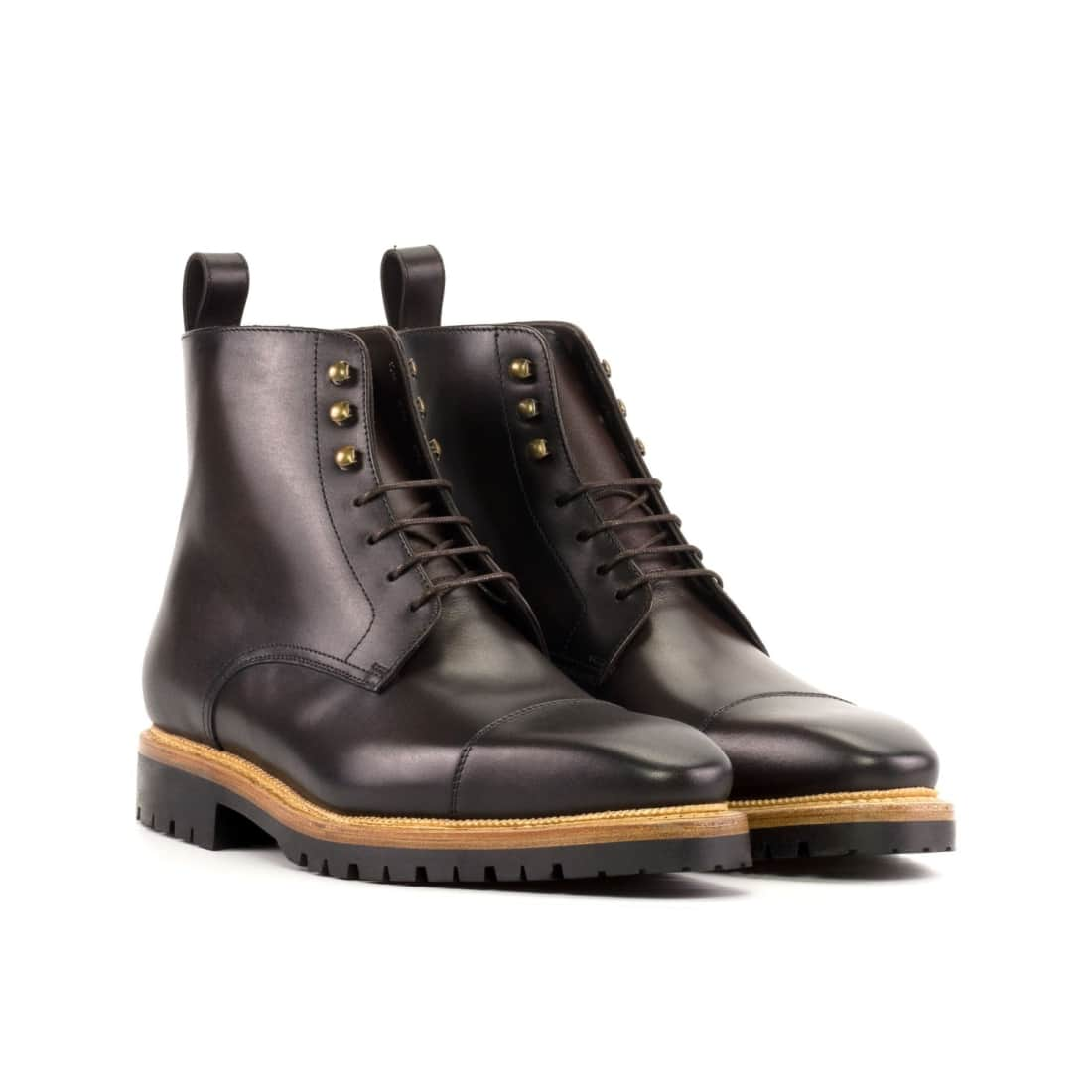 Bottines Bout Droit en cuir marron foncé - Semelles