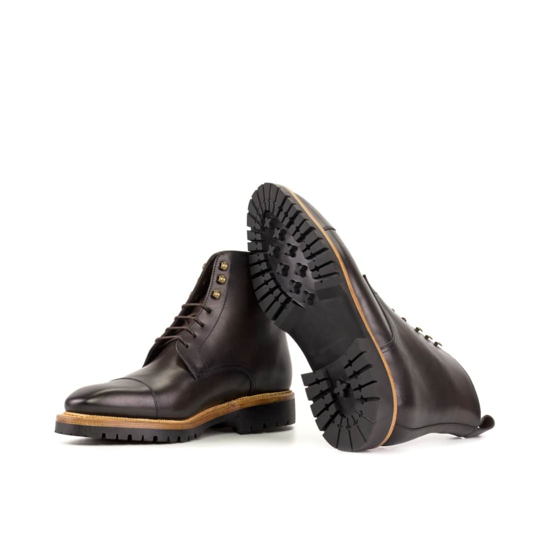 Bottines Bout Droit en cuir marron foncé - Semelles Commando – vue 2