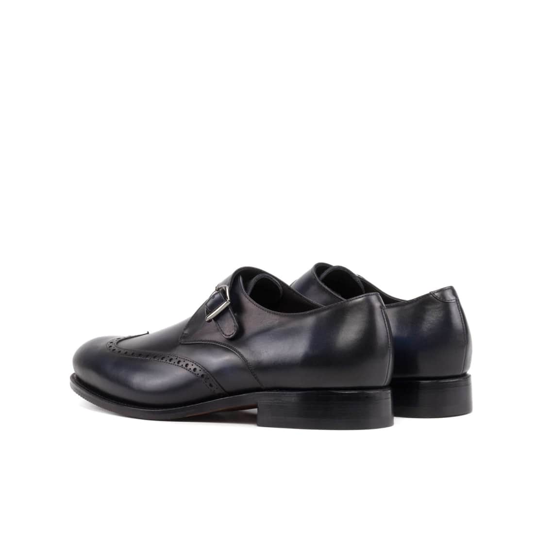 Chaussure à boucle bout fleuri en cuir bleu marine – vue 3