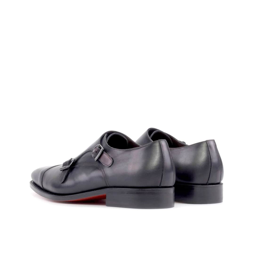 Chaussure double boucle en cuir patiné gris – vue 3