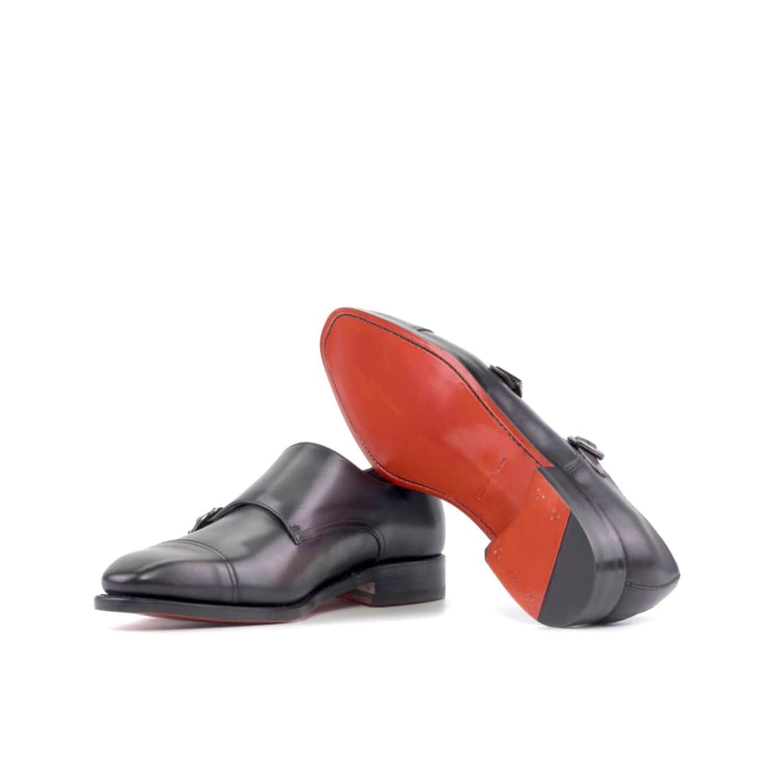 Chaussure double boucle en cuir patiné gris – vue 2