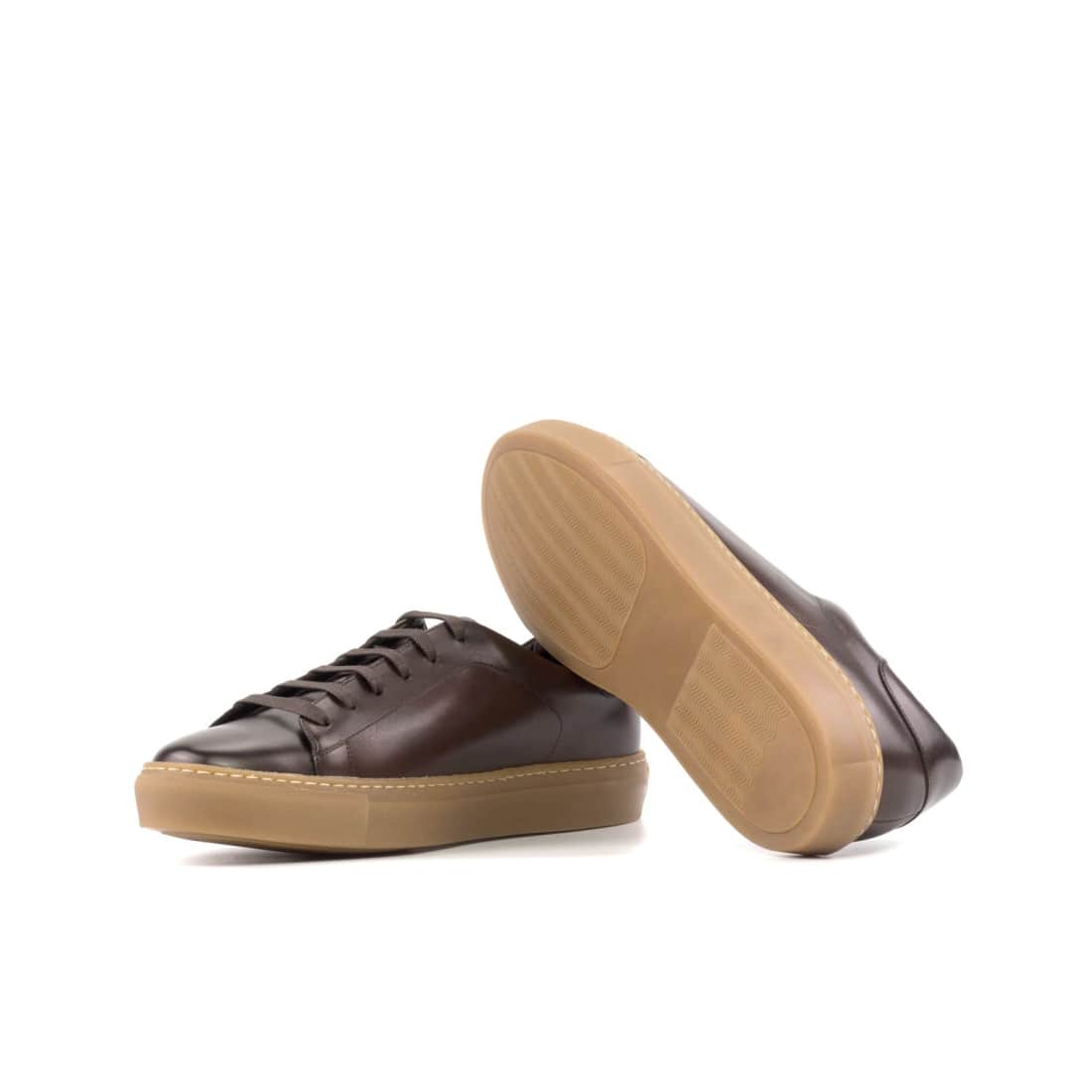 Sneakers Jersey en cuir marron foncé - Semelles Caramel – vue 2