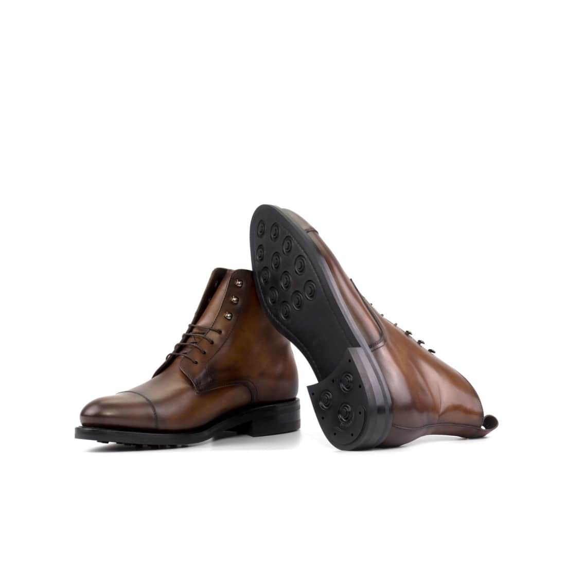 Bottines Bout Droit en cuir marron - Semelles Dainite®