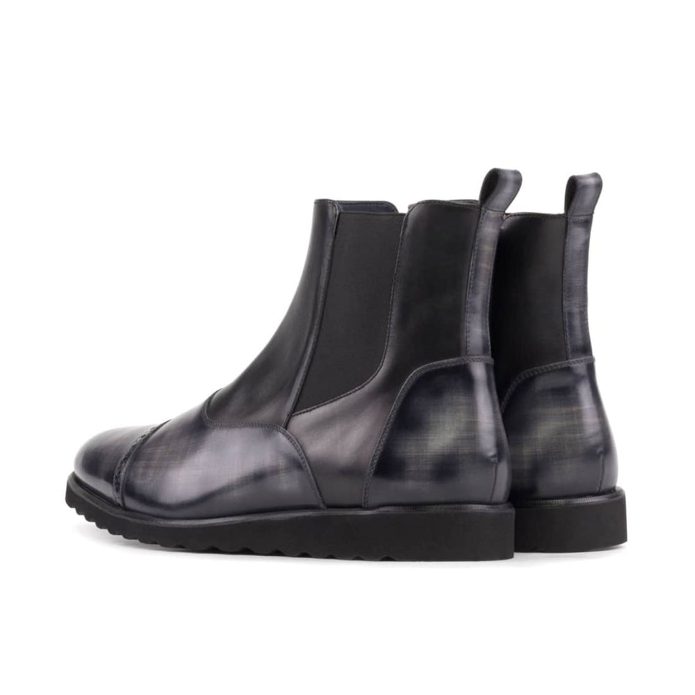 Cheslea Boots Cut en cuir patiné gris - Semelles Sport – vue 3