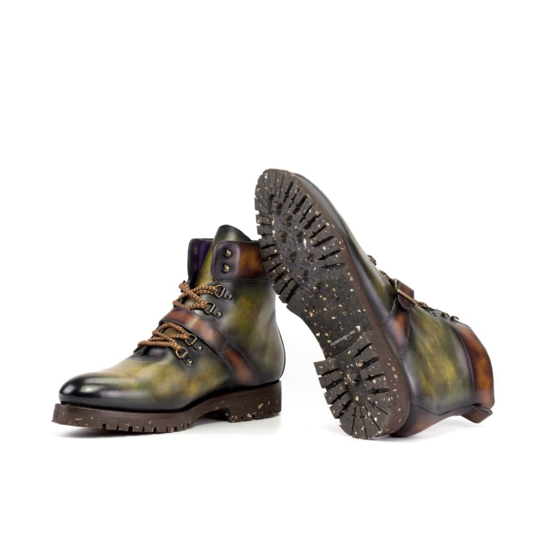 Hiking Boots en cuir patiné vert et marron - Semelles Commando Recyclées Vibram® – vue 2