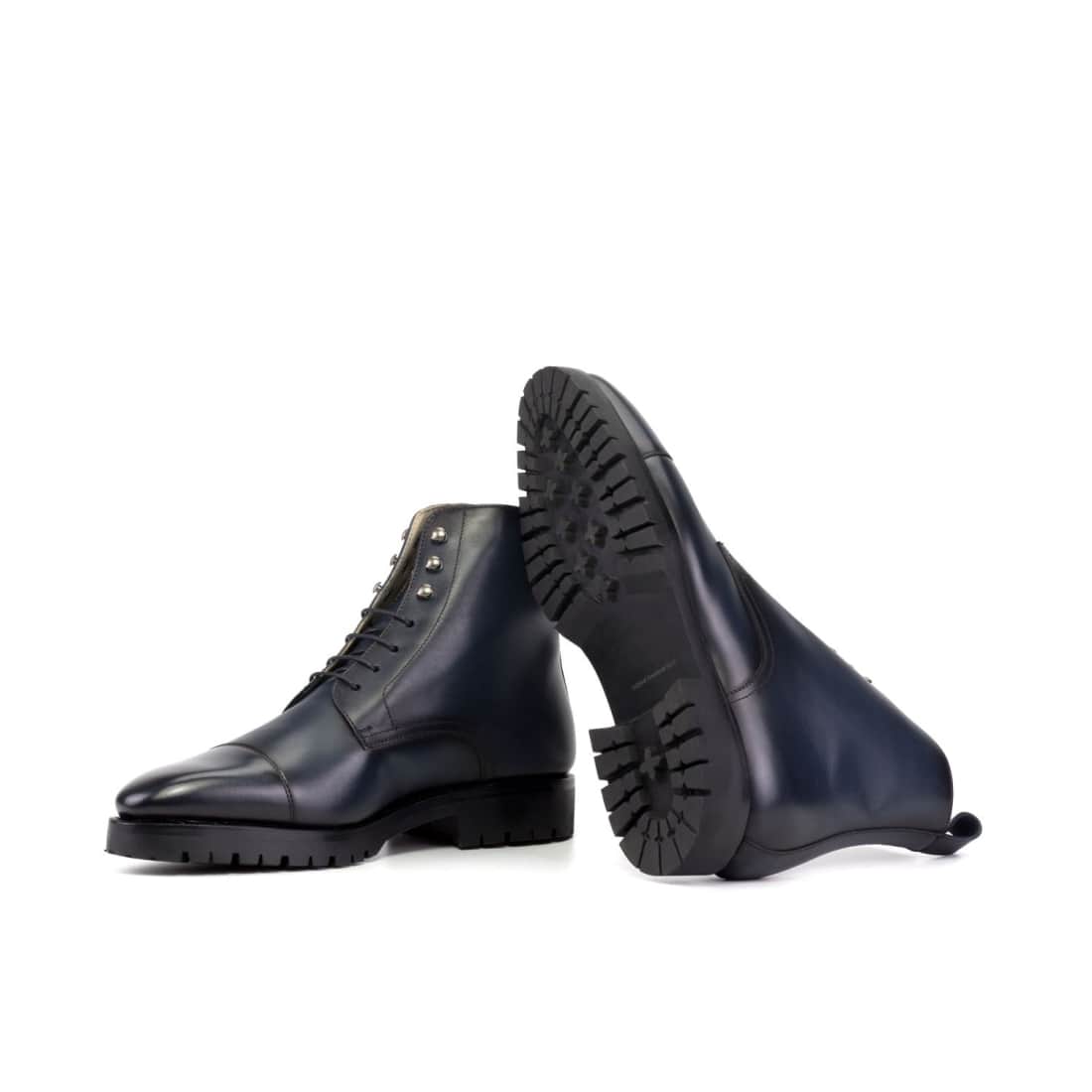 Bottines Bout Droit en cuir bleu marine - Semelles Commando – vue 2