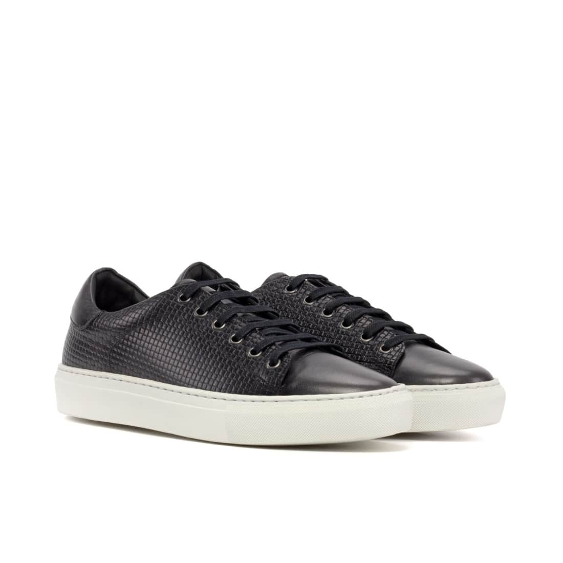 Sneakers Jersey en cuir tressé noir - Semelles Blanches