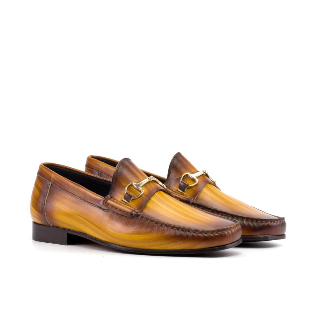 Mocassin à mors en cuir patiné cognac