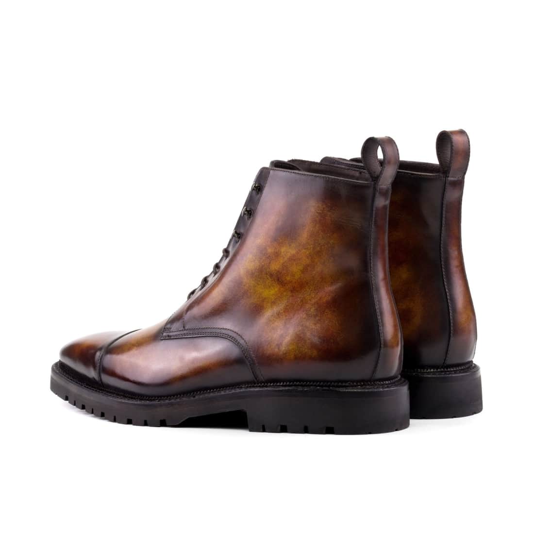 Bottines Bout Droit en cuir patiné marron - Semelles Commando – vue 3