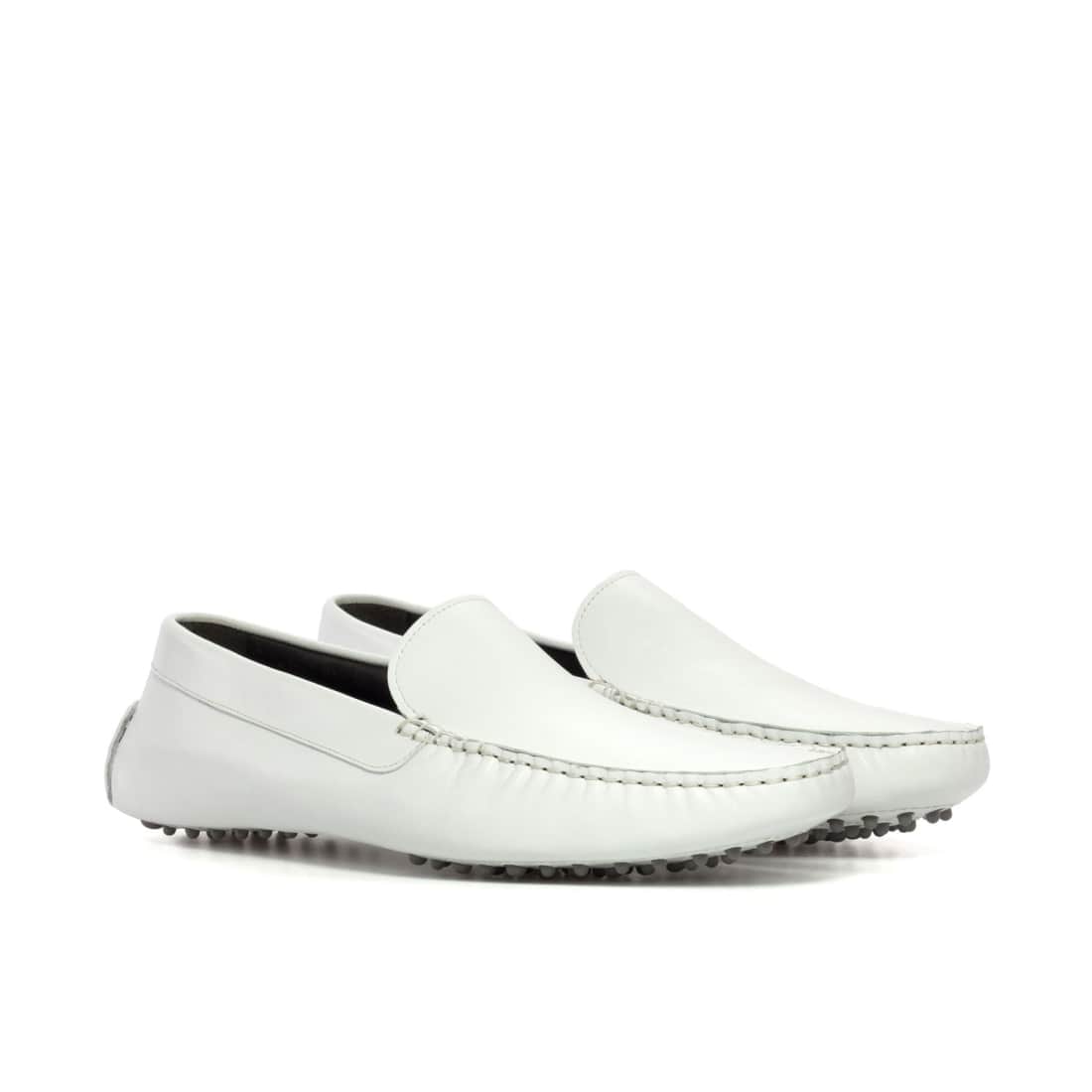 Mocassin Driver en cuir blanc