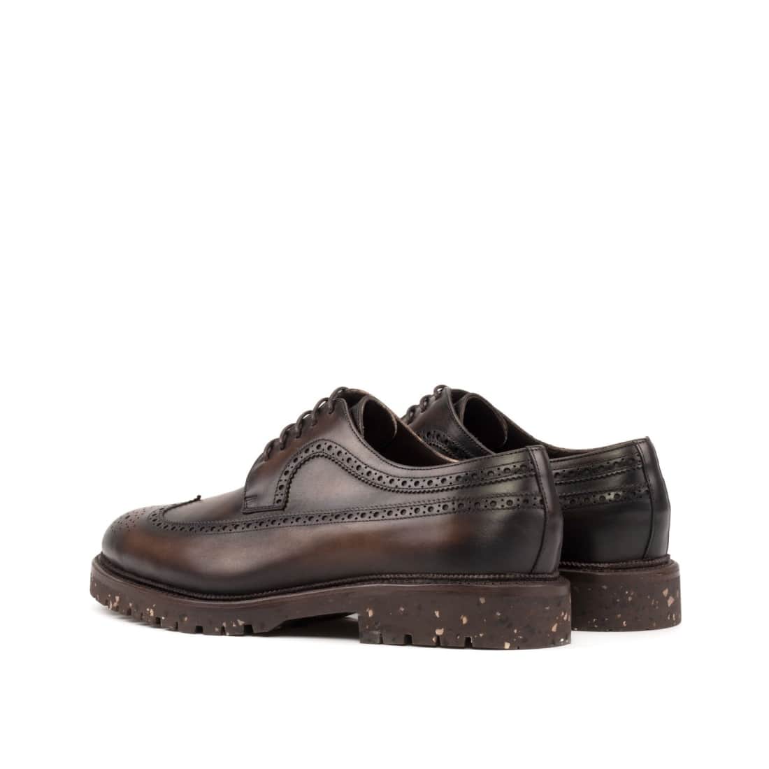 Derbie Brogue fleuri en cuir marron foncé - Semelles