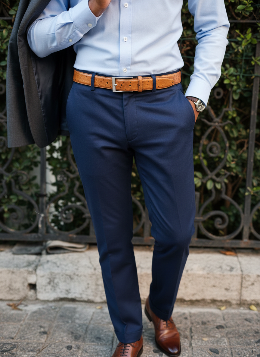 Ceinture en cuir marron clair façon autruche 35 mm – vue 4