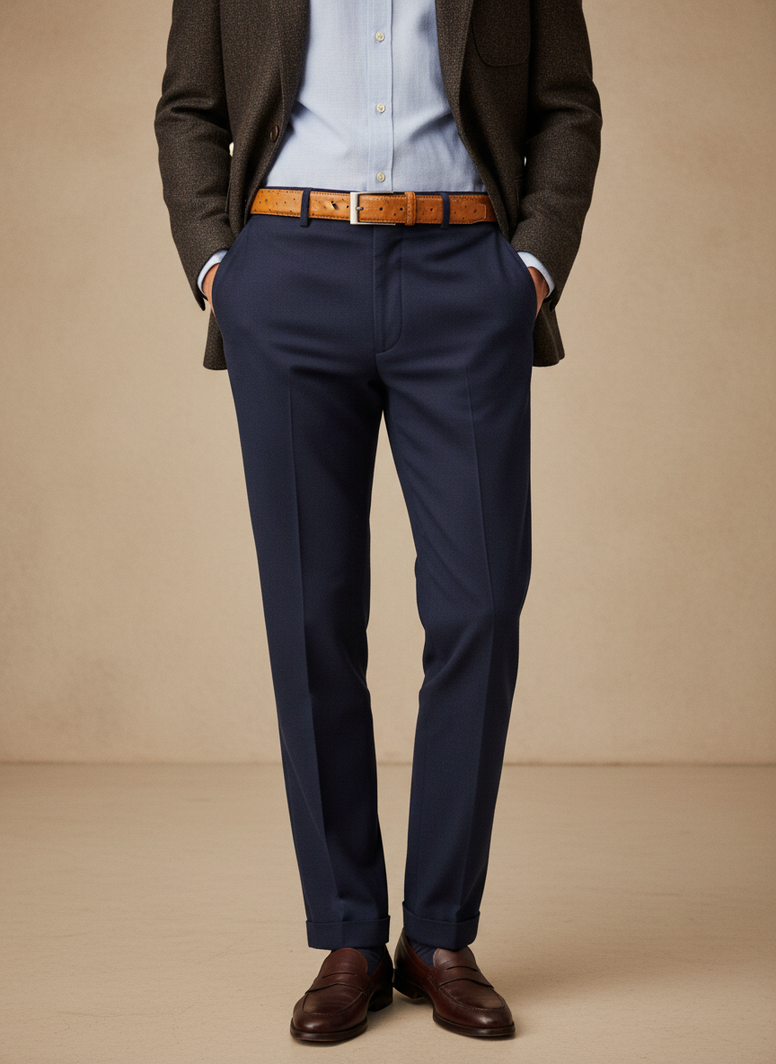 Ceinture en cuir cognac façon autruche 35 mm