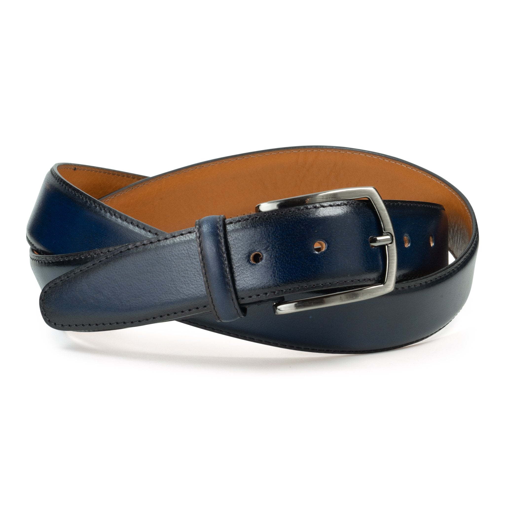 Ceinture en cuir patiné 35 mm – bleu marine