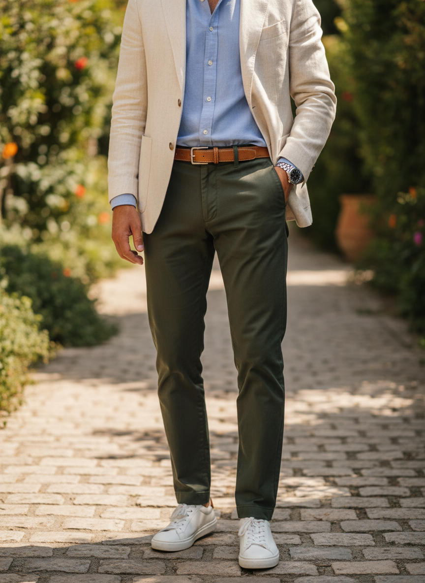 Ceinture en cuir grainé à boucle étrivière - Marron Clair