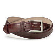 Ceinture en cuir façon croco 30 mm – bordeaux