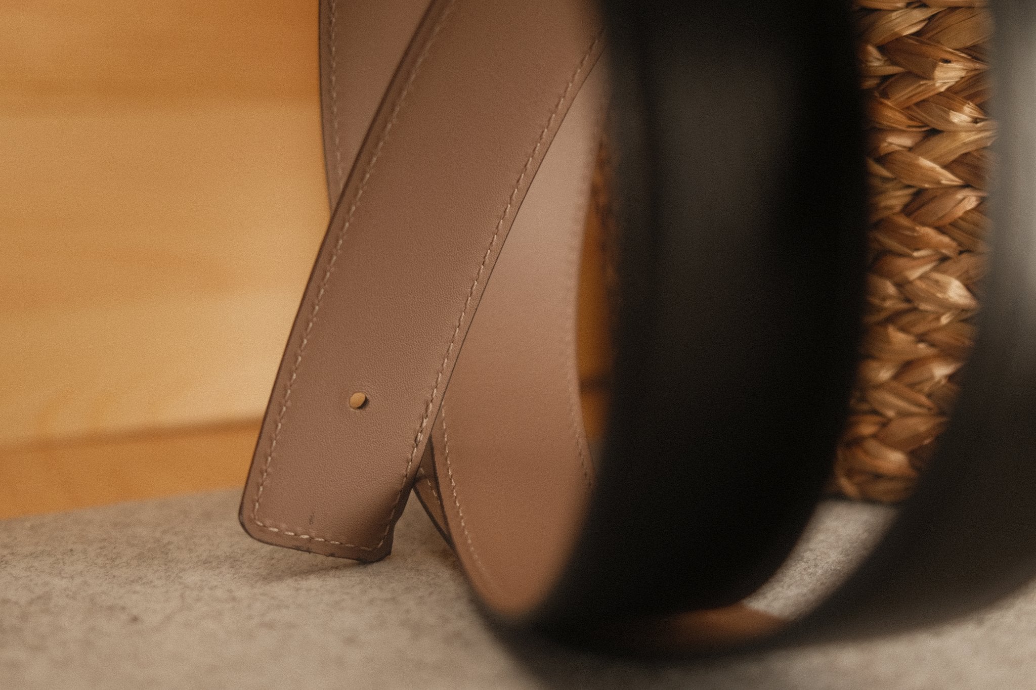 Ceinture compatible boucle Hermès 32 mm – Cuir Noir / Beige