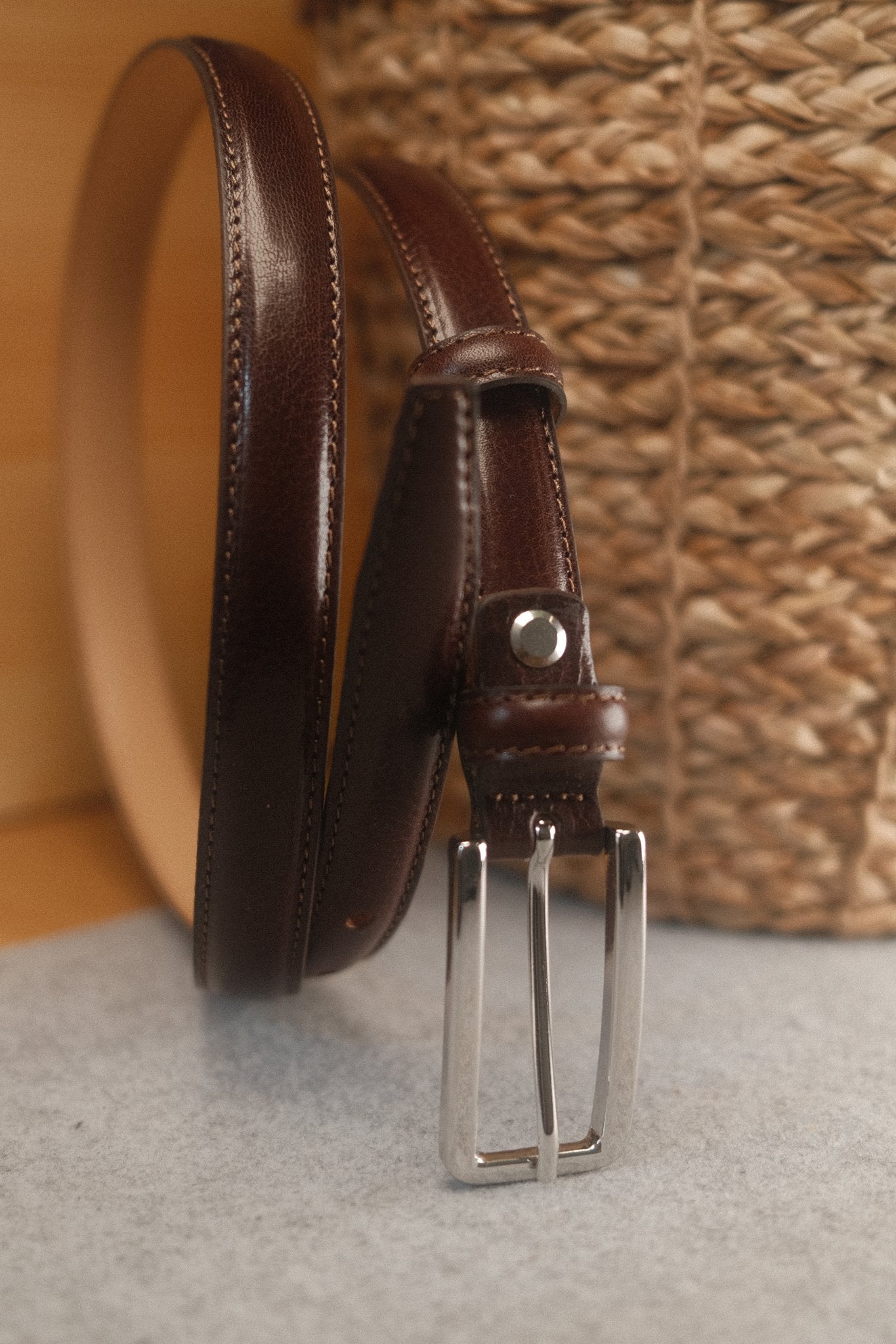 Ceinture femme cuir marron foncé fine 20 mm Norbert Bottier Accessoires Norbert Bottier