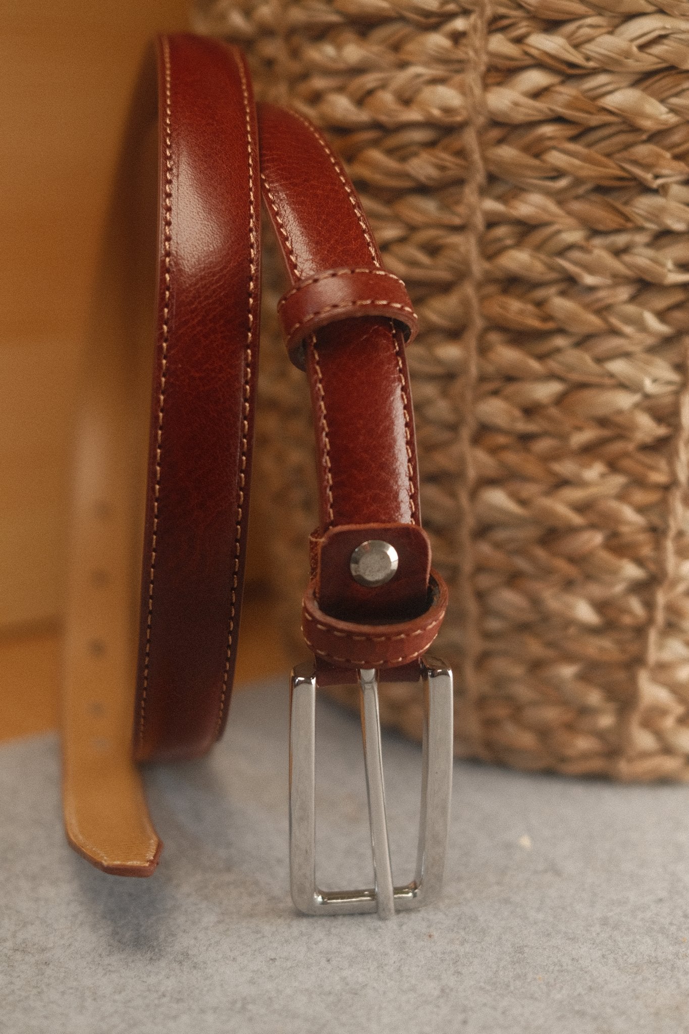 Ceinture femme cuir cognac fine 20 mm Norbert Bottier Accessoires Norbert Bottier