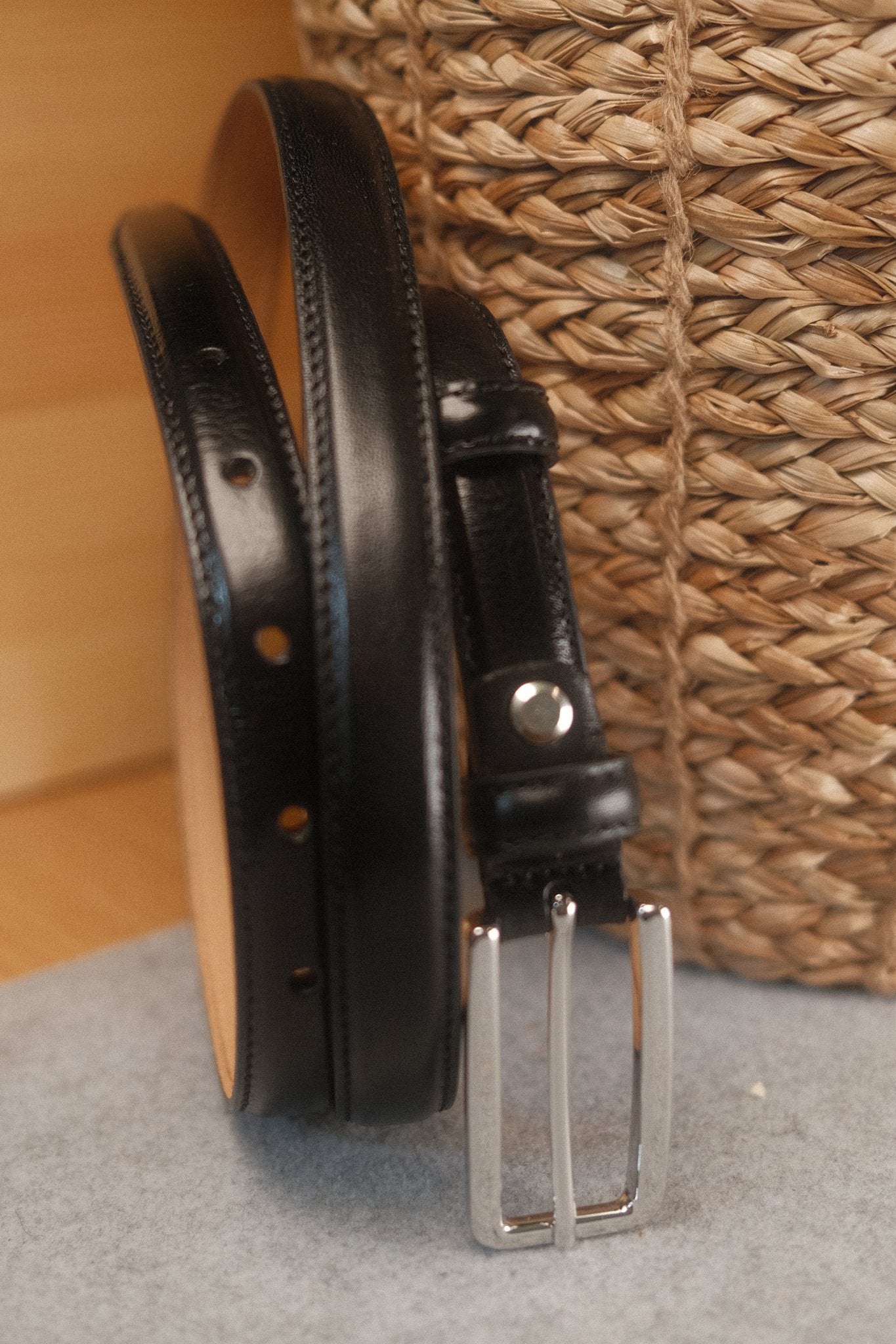 Ceinture femme cuir noir fine 20 mm Norbert Bottier Accessoires Norbert Bottier