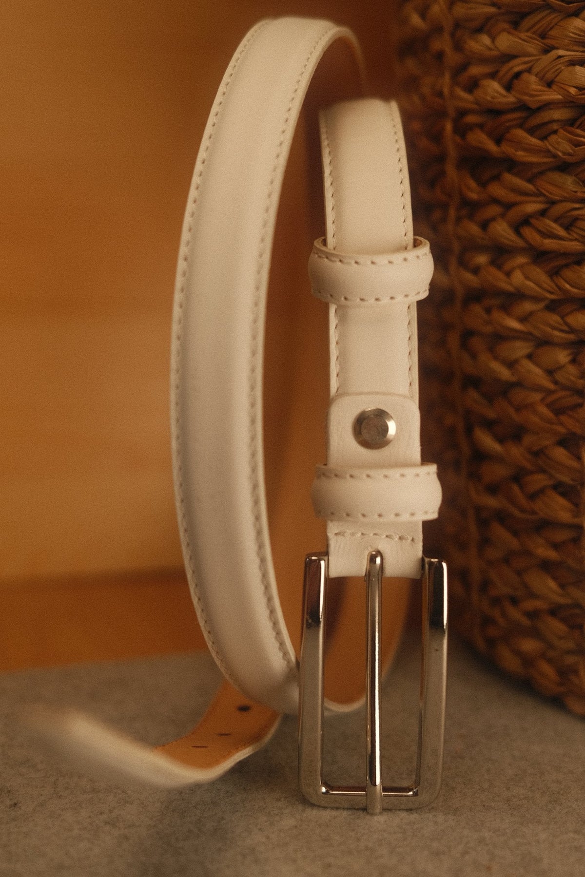 Ceinture femme cuir blanc fine 20 mm – vue 2
