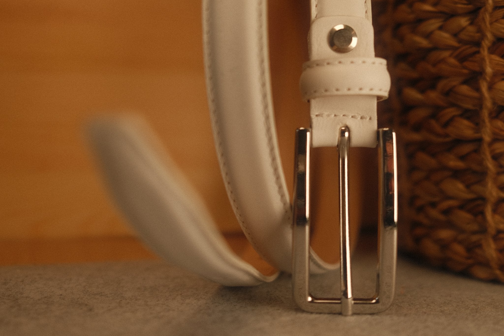 Ceinture femme cuir blanc fine 20 mm Norbert Bottier Accessoires Norbert Bottier