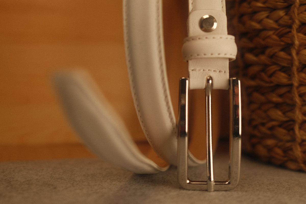 Ceinture femme cuir blanc fine 20 mm – vue 3