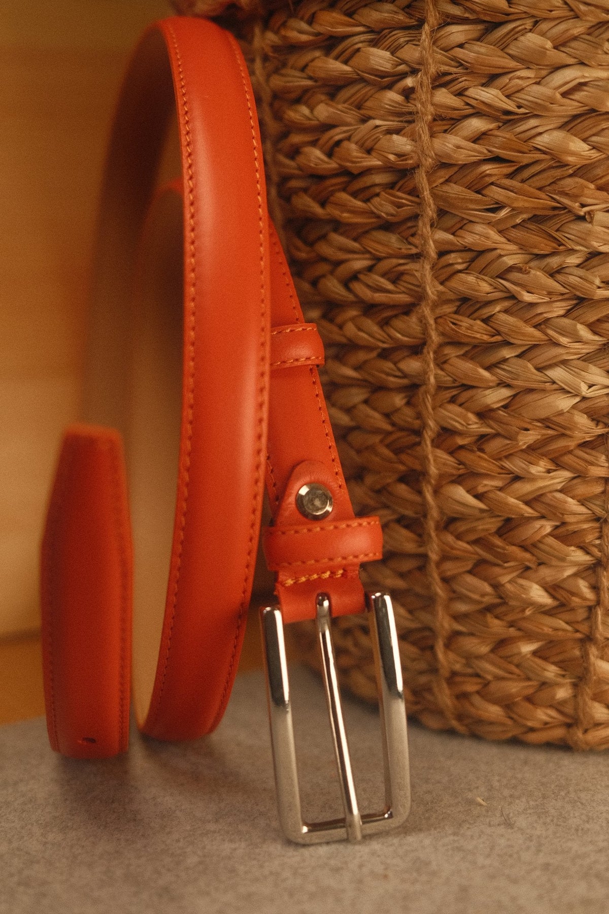 Ceinture femme cuir orange fine 20 mm – vue 3