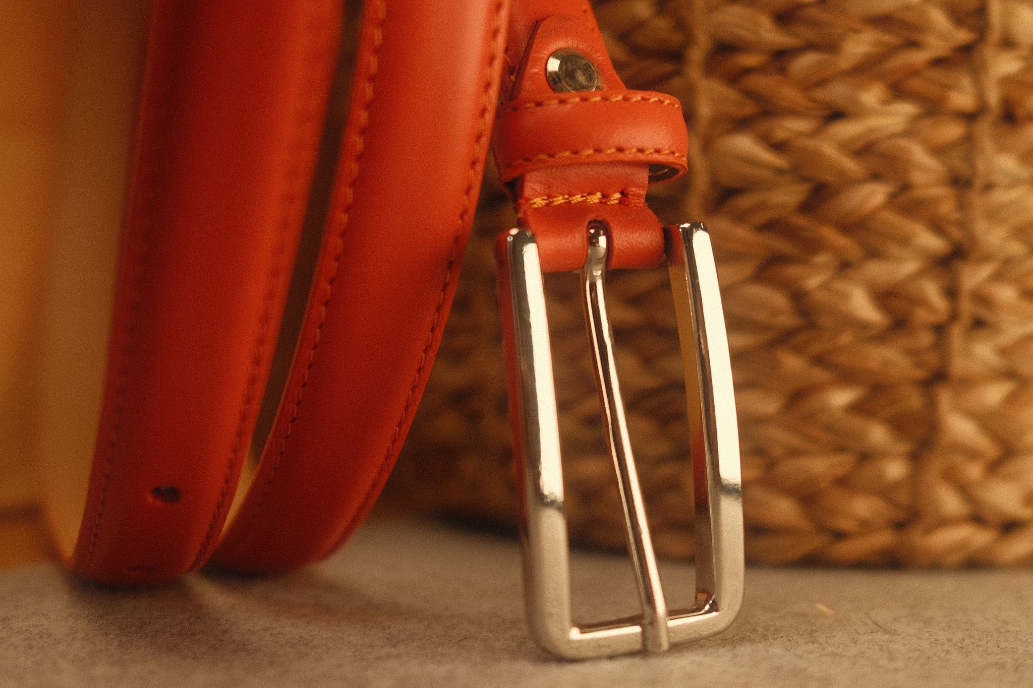 Ceinture femme cuir orange fine 20 mm Norbert Bottier Ceinture Norbert Bottier