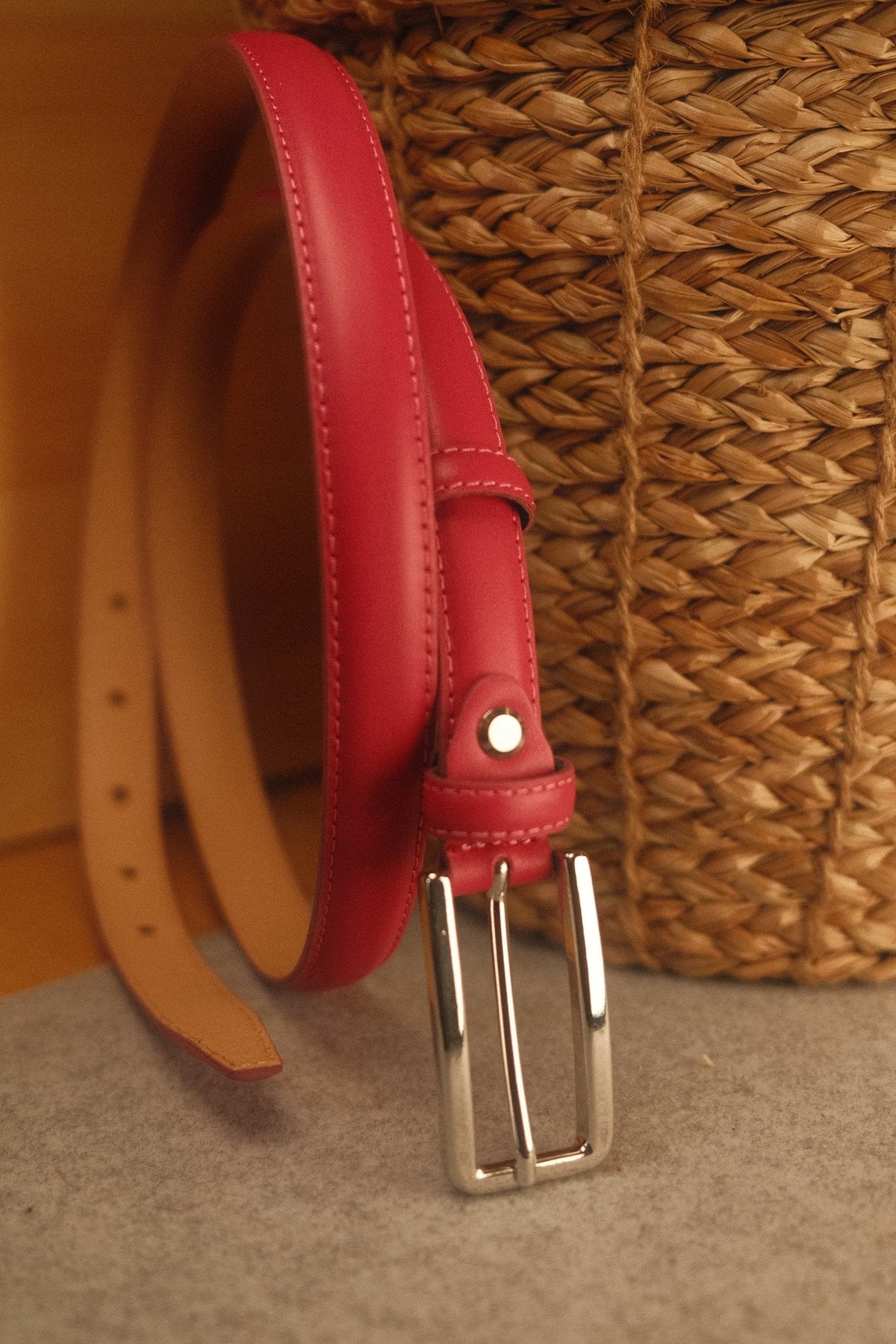 Ceinture femme cuir fuschia fine 20 mm – vue 2