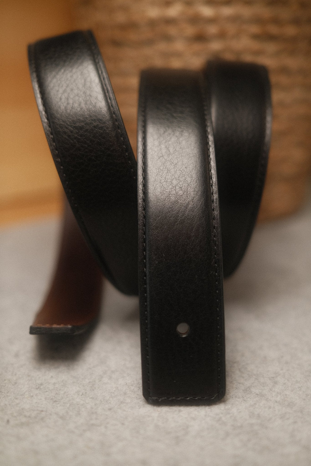 Ceinture réversible pour boucle H 32 mm – Cuir Noir / Marron Foncé – vue 3