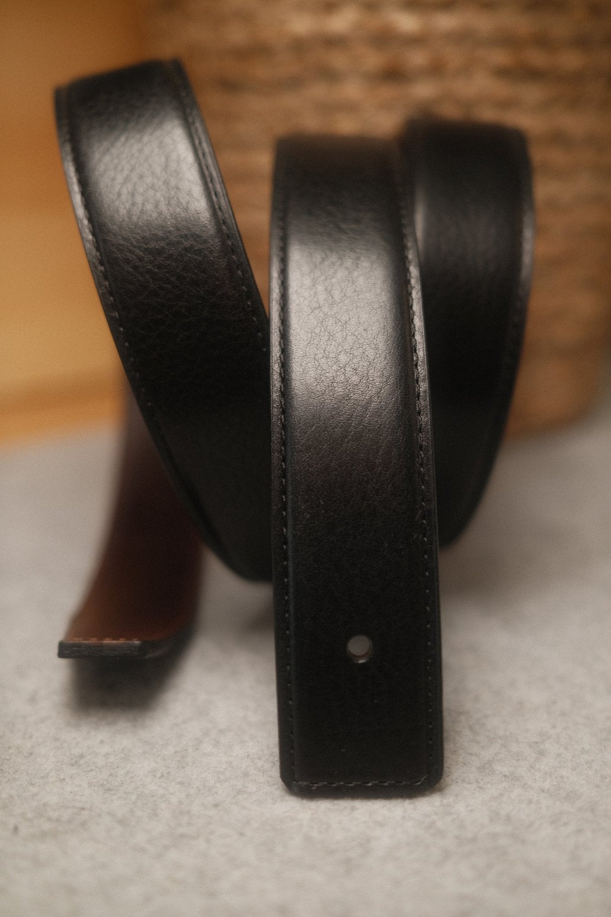 Ceinture réversible pour boucle H 32 mm – Cuir Noir / Marron Foncé – vue 3
