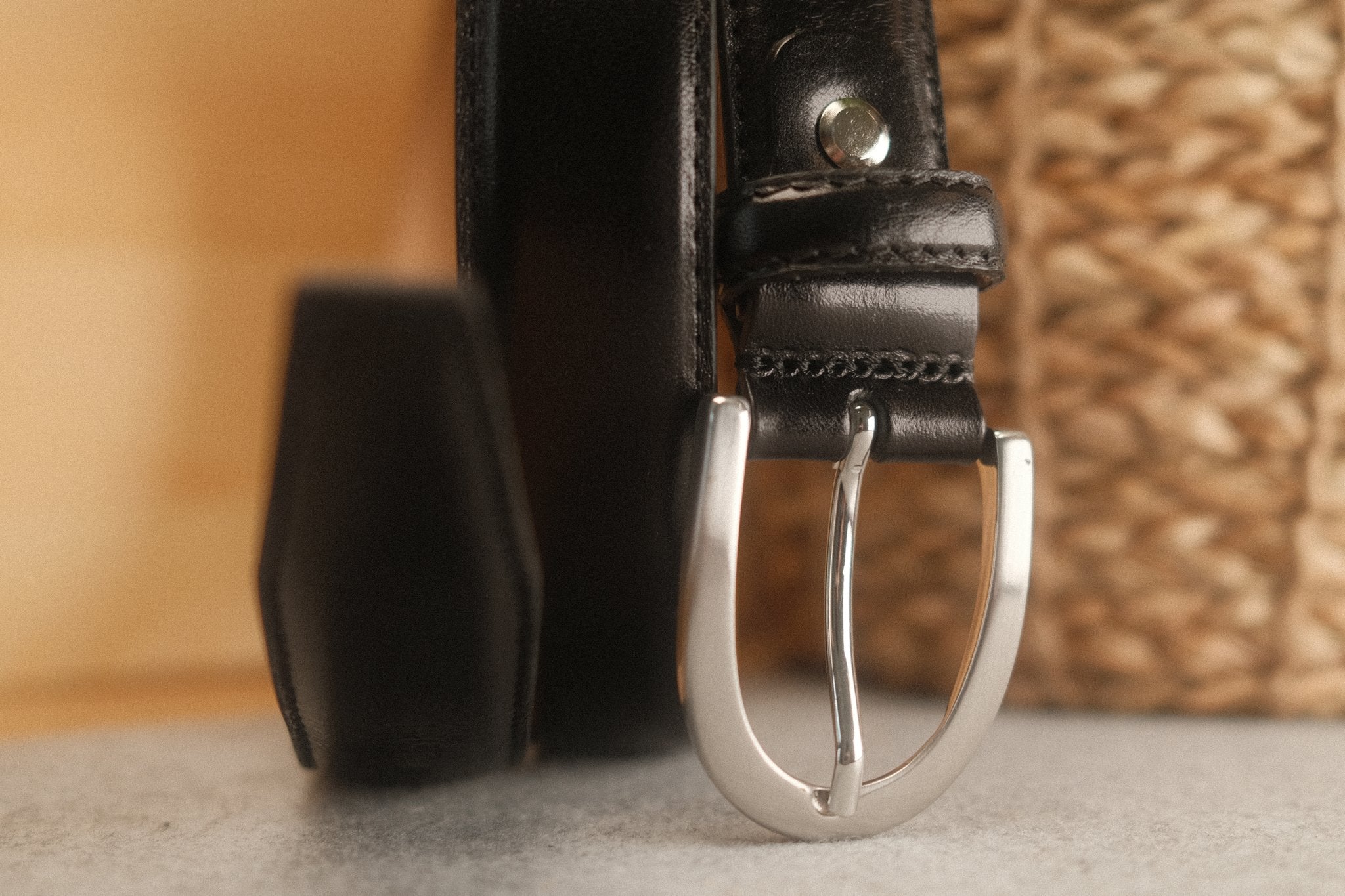 Ceinture femme cuir noir boucle ronde fine 30 mm Norbert Bottier Accessoires Norbert Bottier