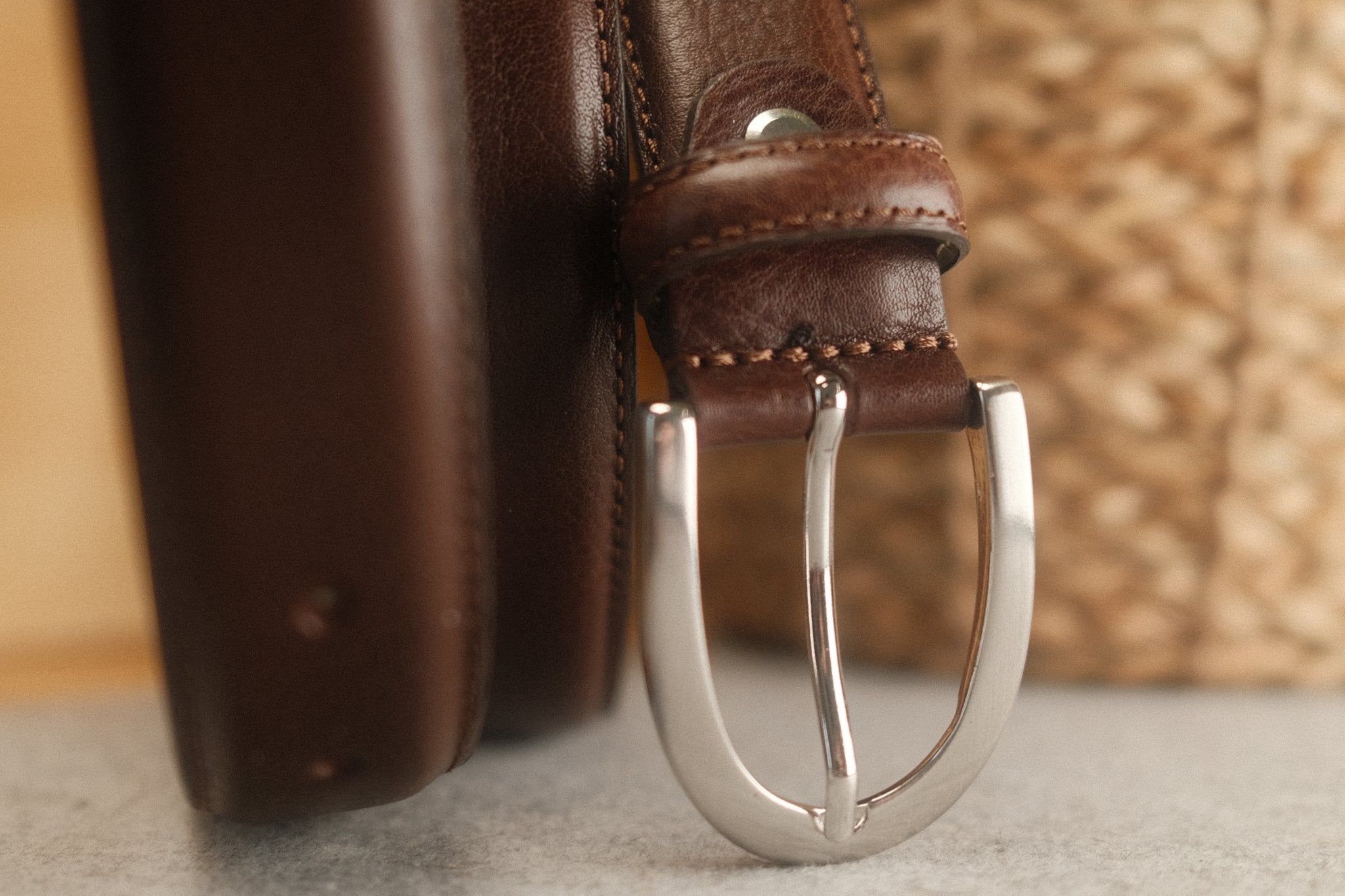 Ceinture cuir marron foncé boucle ronde fine 30 mm Norbert Bottier Accessoires Norbert Bottier