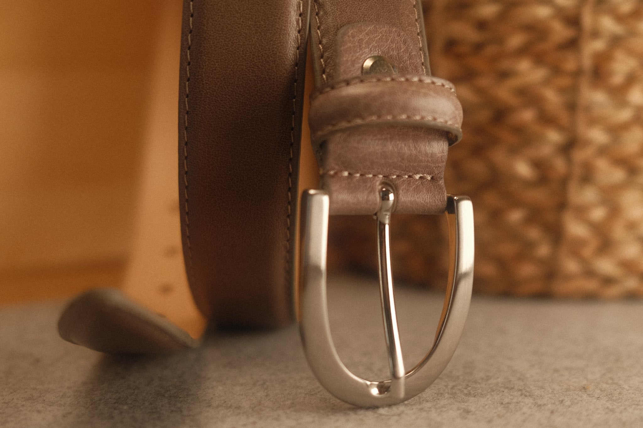 Ceinture cuir gris clair boucle ronde fine 30 mm Norbert Bottier Accessoires Norbert Bottier