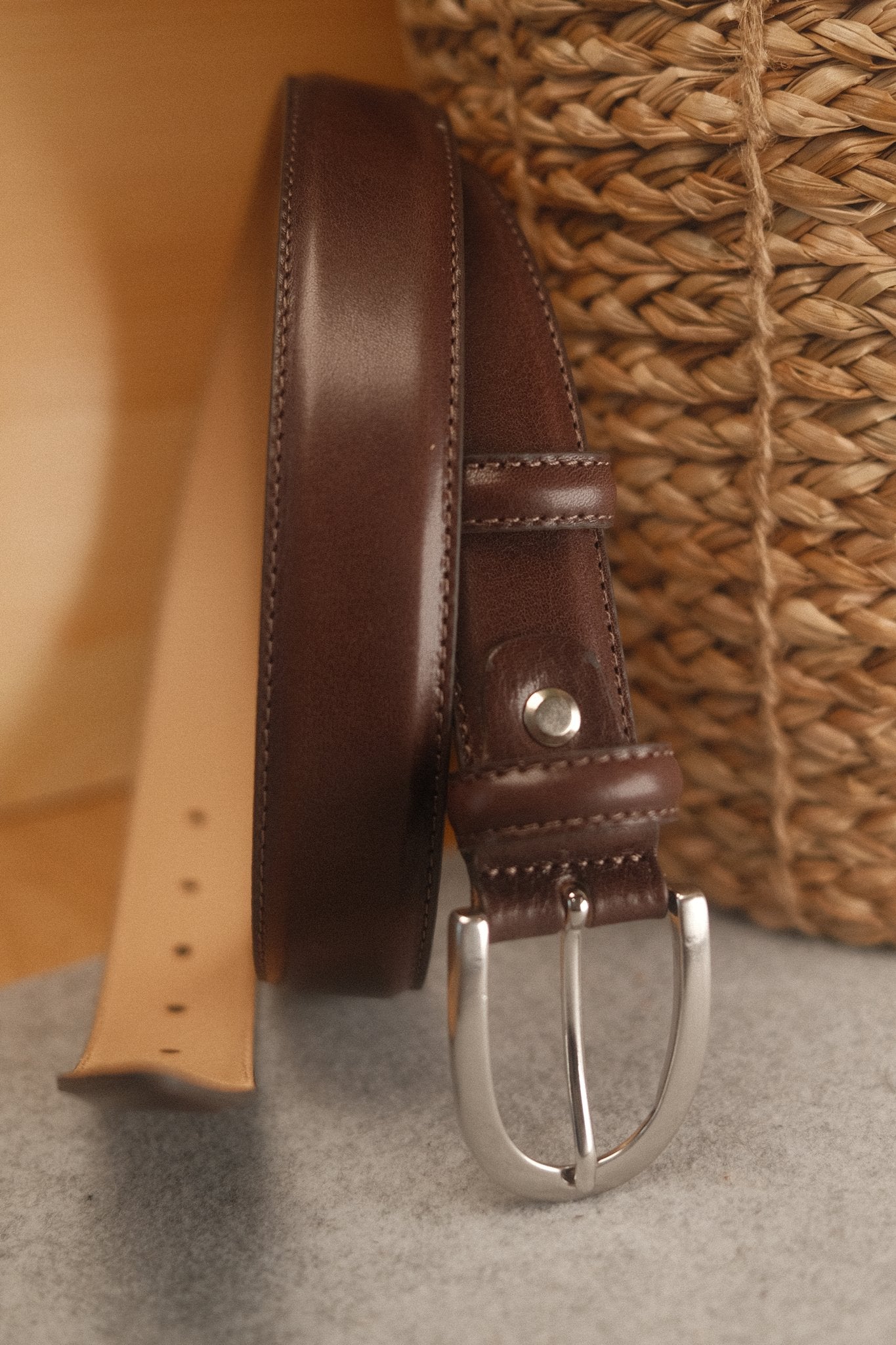 Ceinture femme cuir marron boucle ronde fine 30 mm Norbert Bottier Accessoires Norbert Bottier