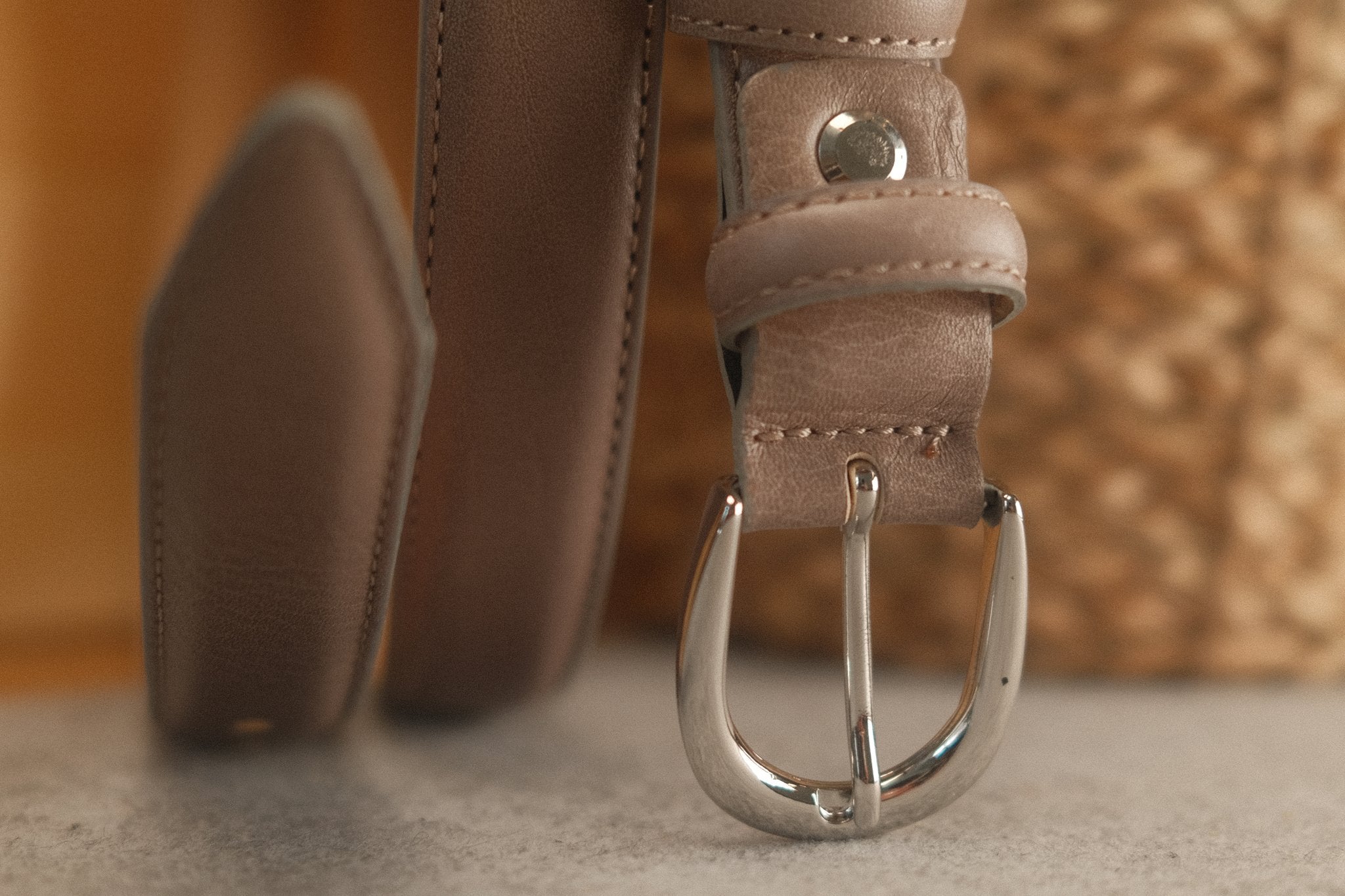 Ceinture femme cuir gris boucle ronde fine 25 mm Norbert Bottier Accessoires Norbert Bottier