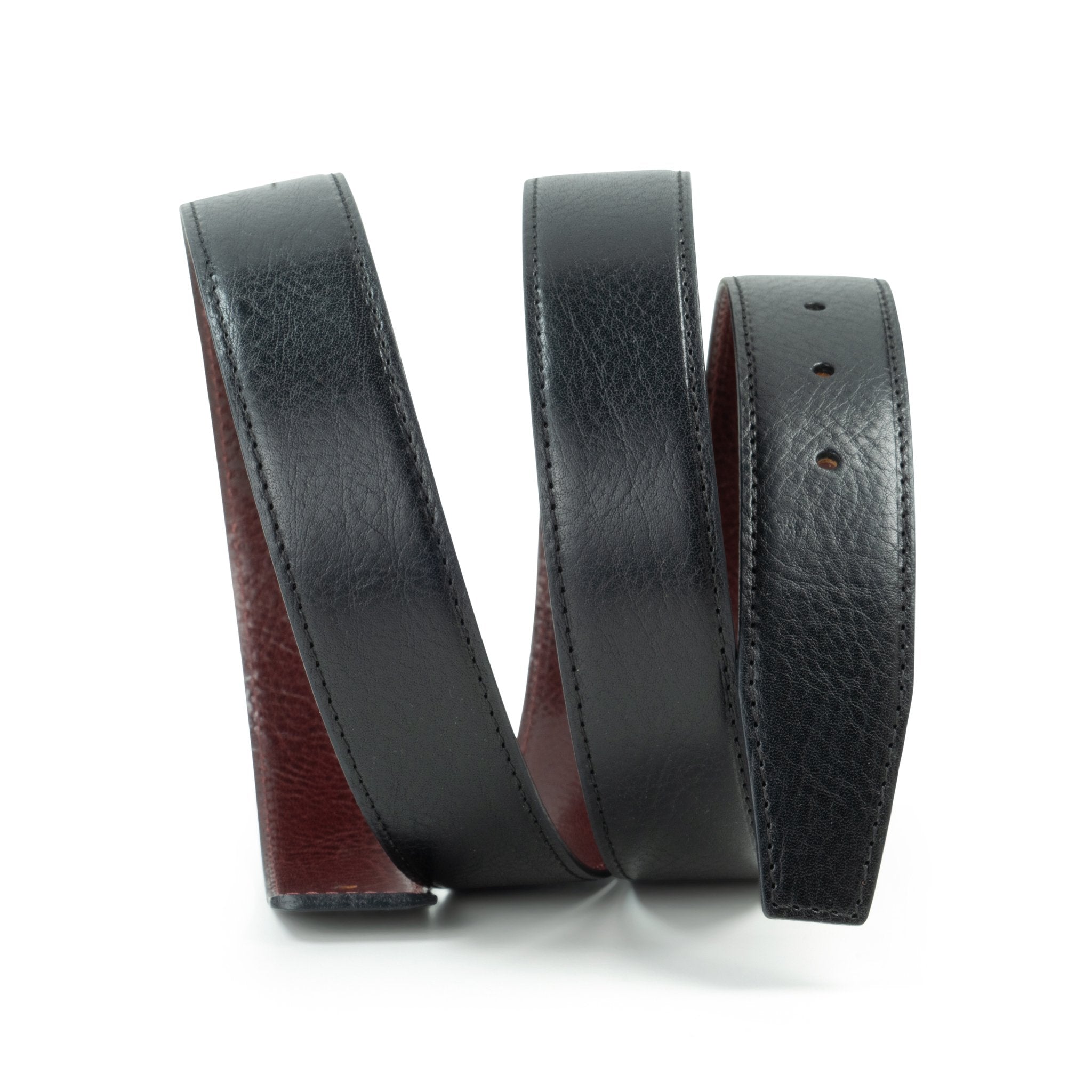 Ceinture compatible boucle Hermès 32 mm – Cuir Noir / Bordeaux