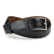 Ceinture en cuir noir façon autruche 35 mm