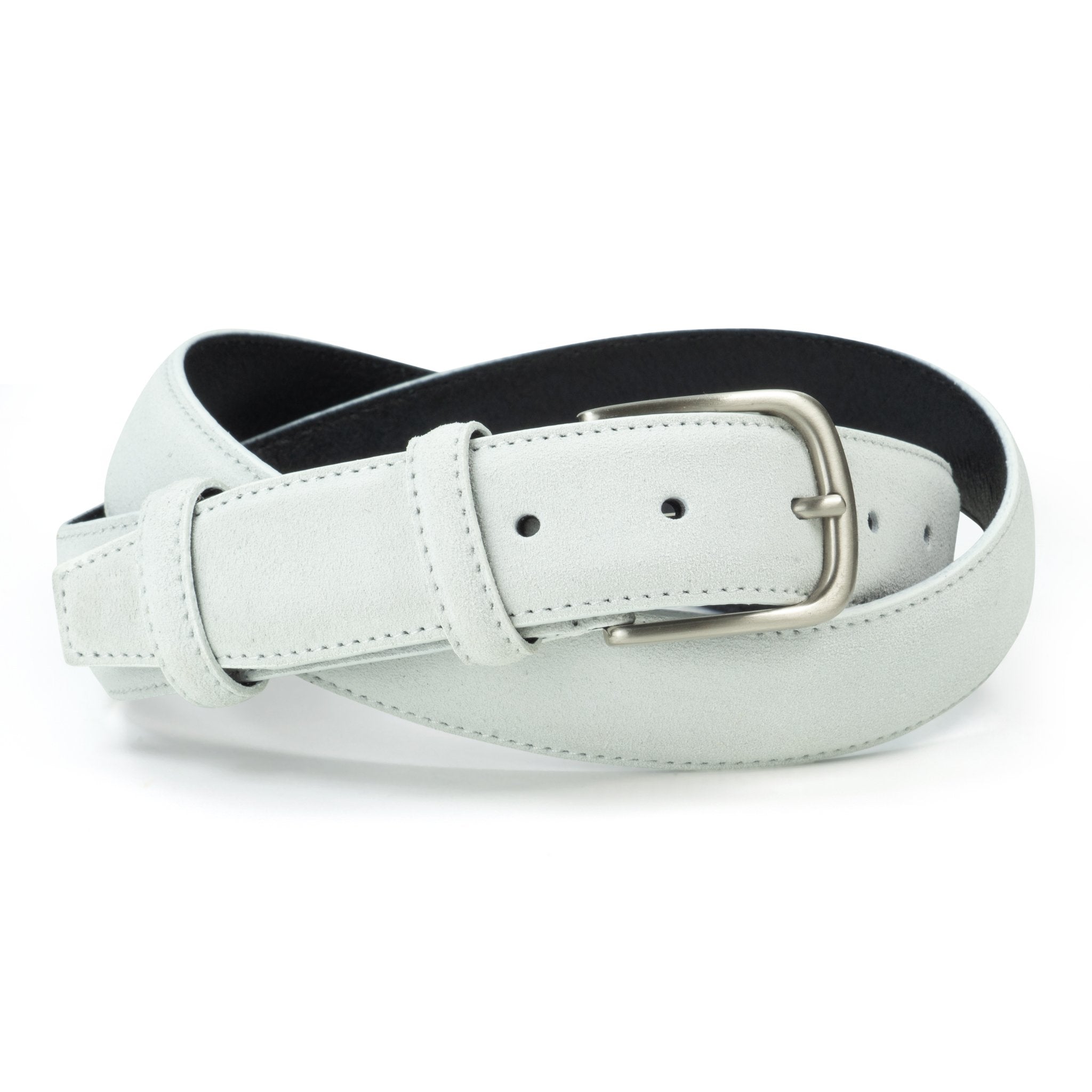 Ceinture en daim blanc boucle ronde 35 mm