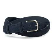 Ceinture en daim bleu marine boucle ronde 35 mm