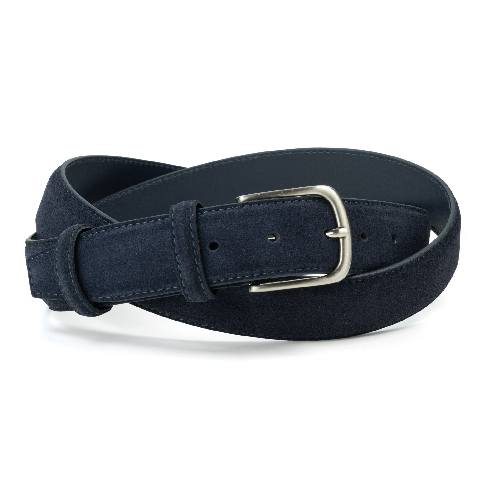 Ceinture en daim bleu marine boucle ronde 35 mm
